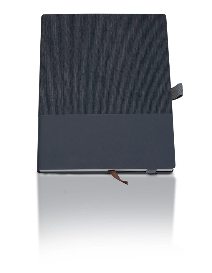 Premium Grey A5 Leather-Bound Promotional Notebook – 100 Sheets | Corporate Gift grey